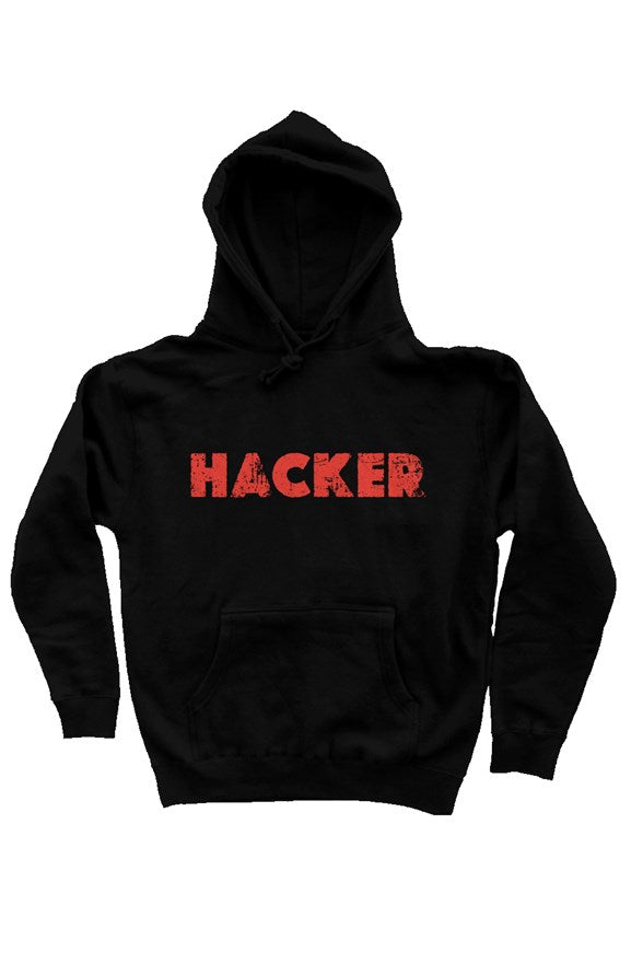 Black Hacker Hoodie Image Red Letters